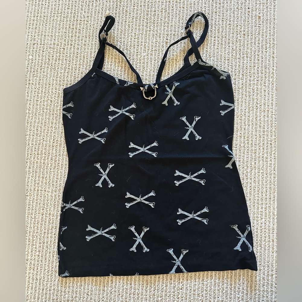 Lip Service tank top with metal bone detail